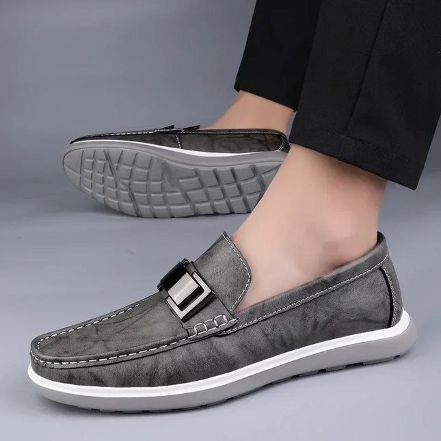 Men's Leather Casual Slip-On Loafers – Stylish and Comfortable Slip On