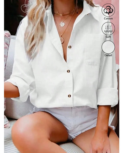 Women’s Classic Cotton Button-Up Shirt with Collar