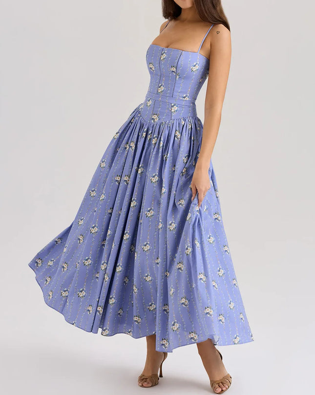 Elegant Women's Midi Dress with Floral Print