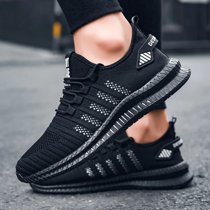 Men’s Breathable Mesh Casual Sneakers – Lightweight Lace-up Athletic Shoes