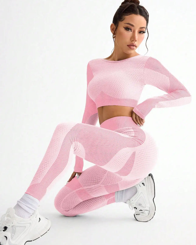Women's 2-Piece Breathable Seamless Sports Vest and Leggings Set