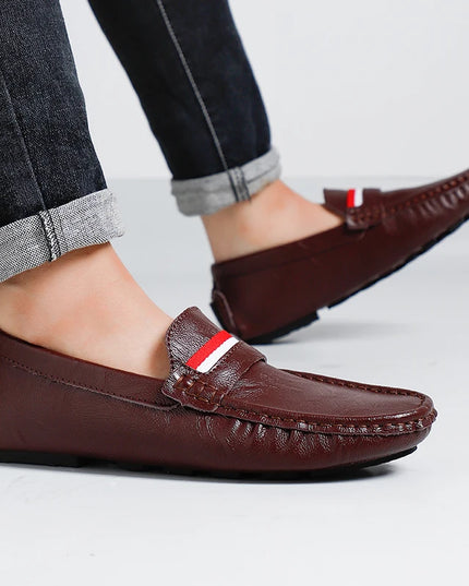 Strongshen Men's Slip-On Leather Flats Shoes