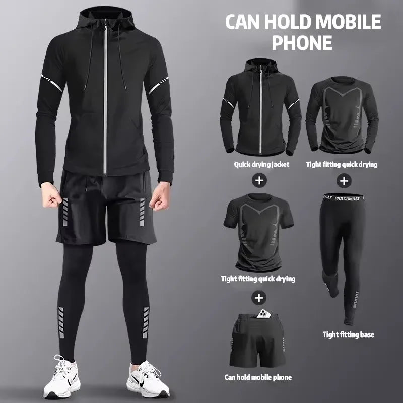 Men's 5-Piece Sports and Fitness Outfit - Athletic Activewear Set for Men