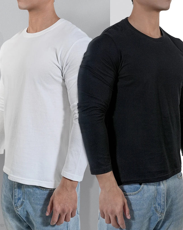 Men's Casual Long Cotton O-Neck Sweater