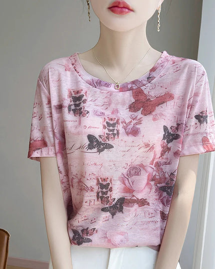 Elegant Women's Satin Silk V-Neck Short Sleeve Blouse