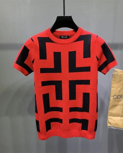 Men's Luxurious Knitted Short Sleeve T-Shirt - Slim Fit - Various Colors