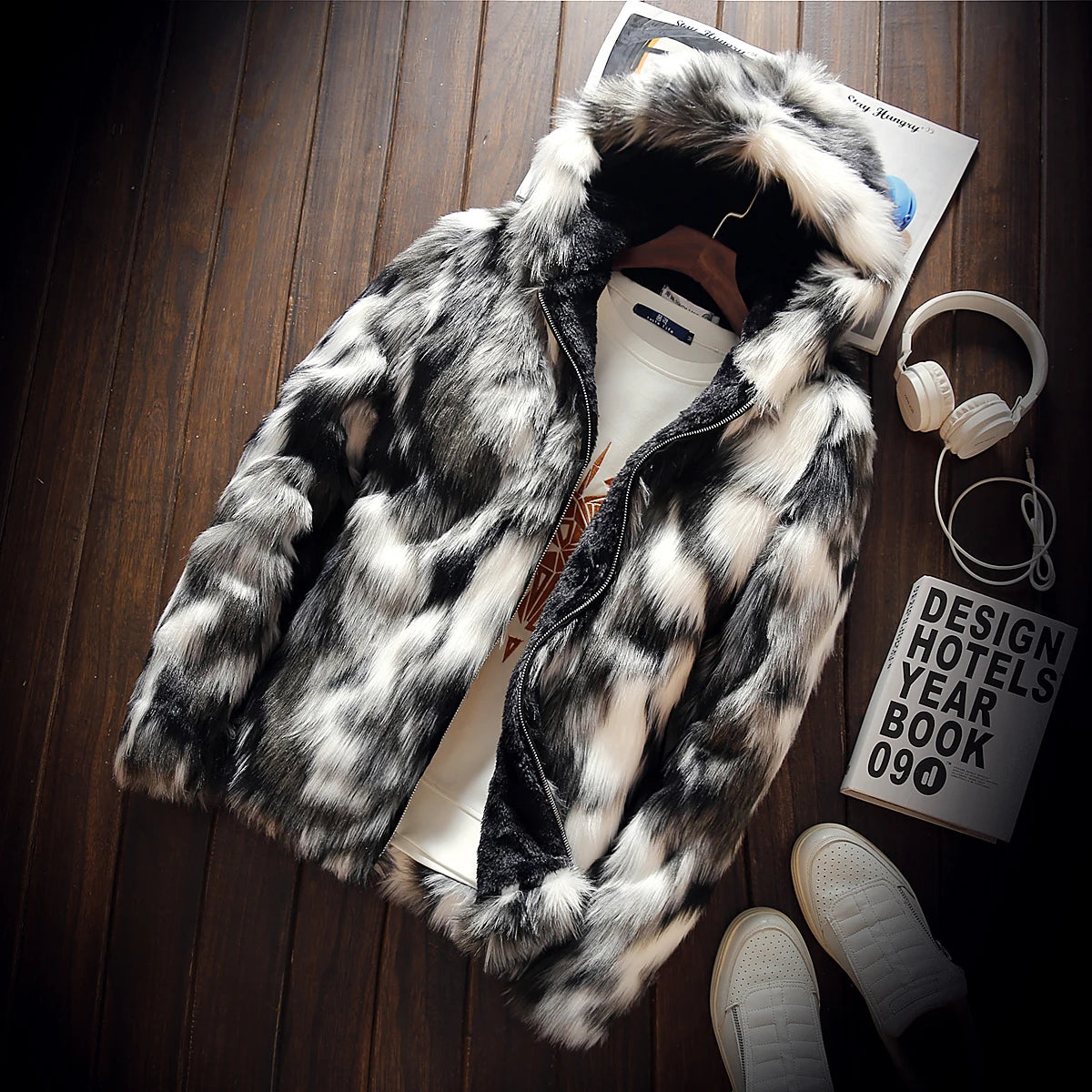 Men's Premium Thick Faux Fur Hooded Jacket