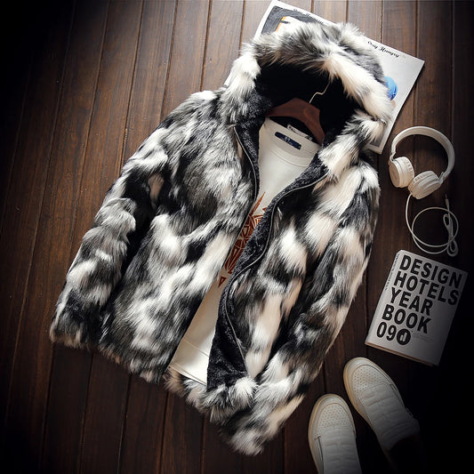 Men's Premium Thick Faux Fur Hooded Jacket