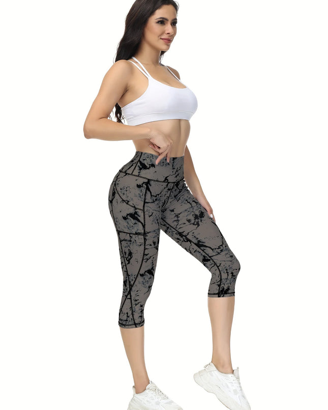 High Waisted Capri Leggings for Women with Pockets