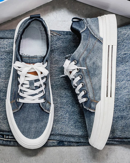 Men's Vulcanized Canvas Lace-Up Sneakers – Stylish & Durable Casual Shoes