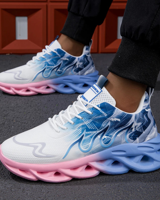 Unisex Lightweight Mesh Running Sneakers - Breathable, Comfortable, Flat Lace-Up Athletic Shoes