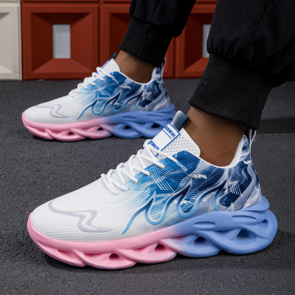Unisex Lightweight Mesh Running Sneakers - Breathable, Comfortable, Flat Lace-Up Athletic Shoes