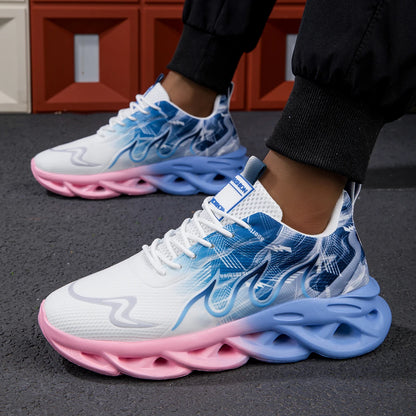 Unisex Lightweight Mesh Running Sneakers - Breathable, Comfortable, Flat Lace-Up Athletic Shoes