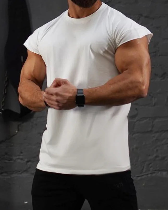 Men's Cap Sleeve Cut-Off Slim Fit T-Shirt