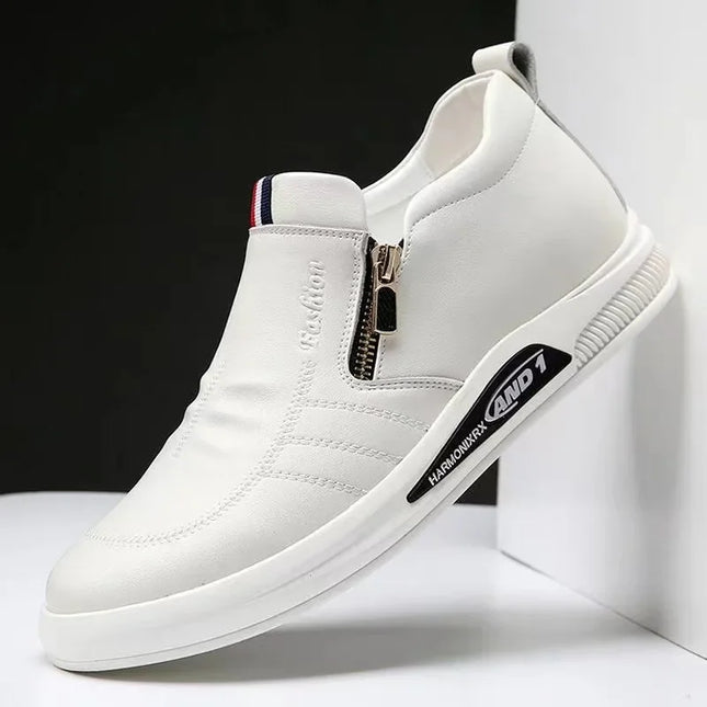 Men's Casual Faux Leather Side Zip Sneakers