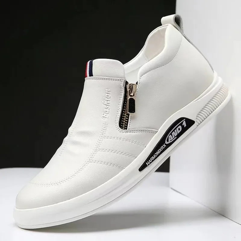 Men's Casual Faux Leather Side Zip Sneakers