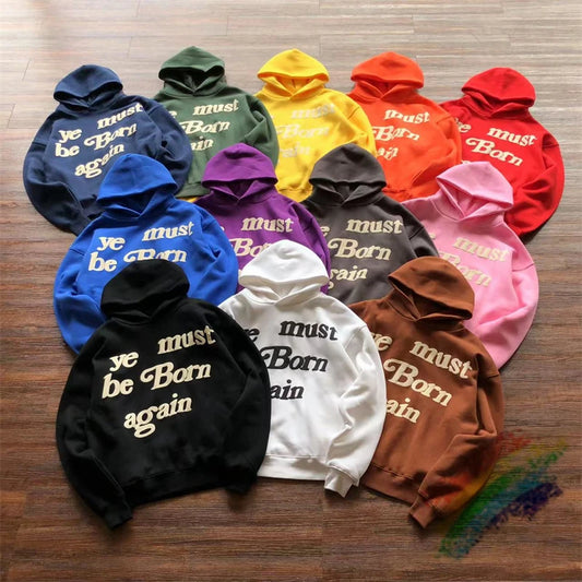 Oversized Women's Hoodie - "Ye Must Be Born Again" Print Sweater