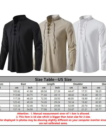 Two Piece Men's Cotton Linen Shirt and Pants Set