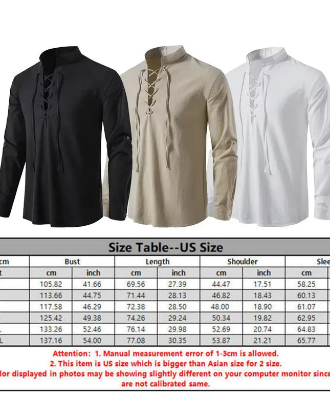 Two Piece Men's Cotton Linen Shirt and Pants Set