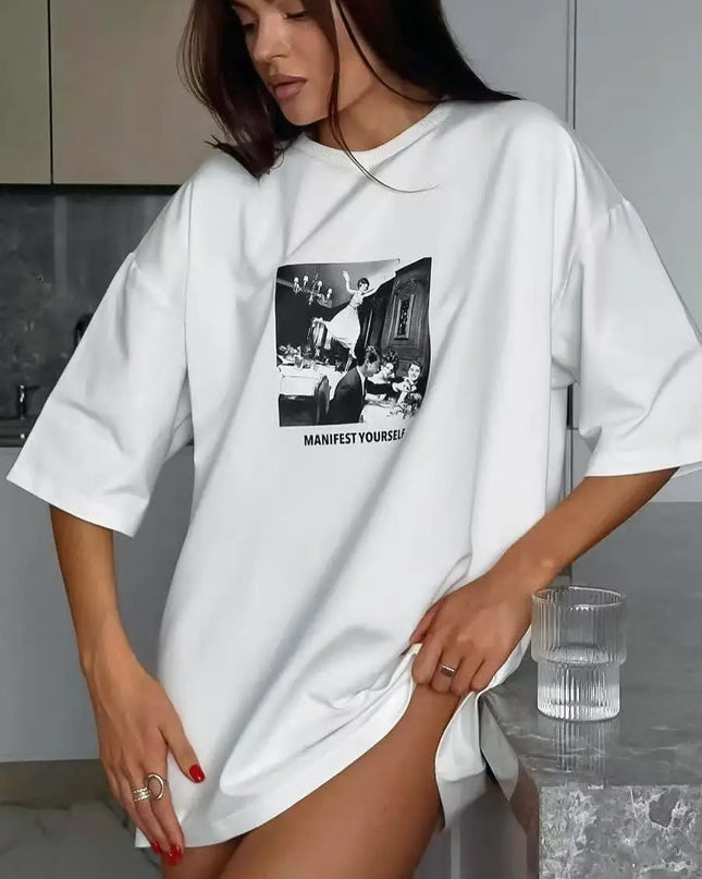 Women's Cotton Graphic Printed T-Shirt - Stylish Casual Tee for Women
