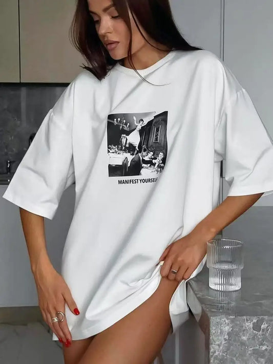 Women's Cotton Graphic Printed T-Shirt - Stylish Casual Tee for Women