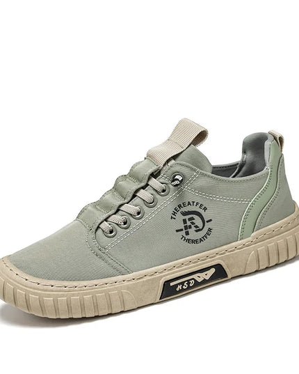Men's Casual Canvas Lace-Up Sneakers – Comfortable Flat Sneakers for Everyday Wear
