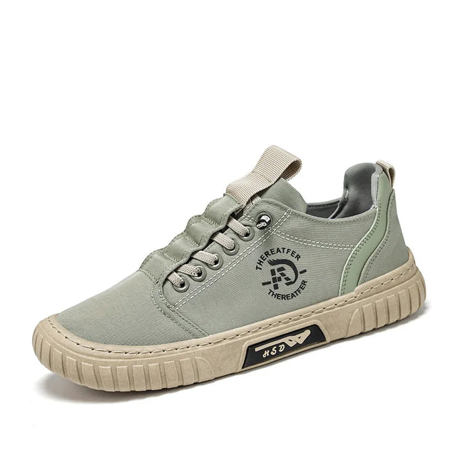 Men's Casual Canvas Lace-Up Sneakers – Comfortable Flat Sneakers for Everyday Wear