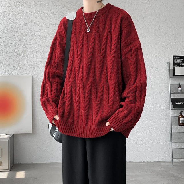 Men's Knit O-Neck Loose Casual Sweater