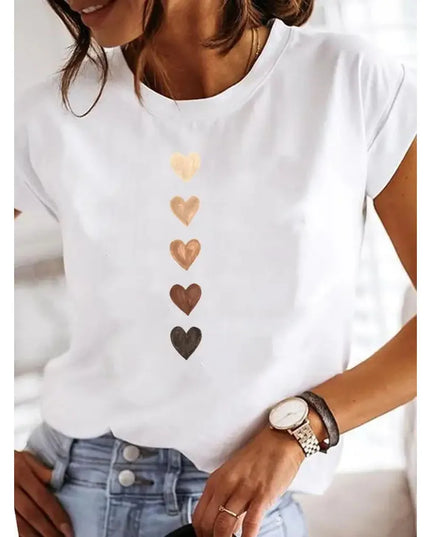 Heart Print Women's Summer T-Shirt 
