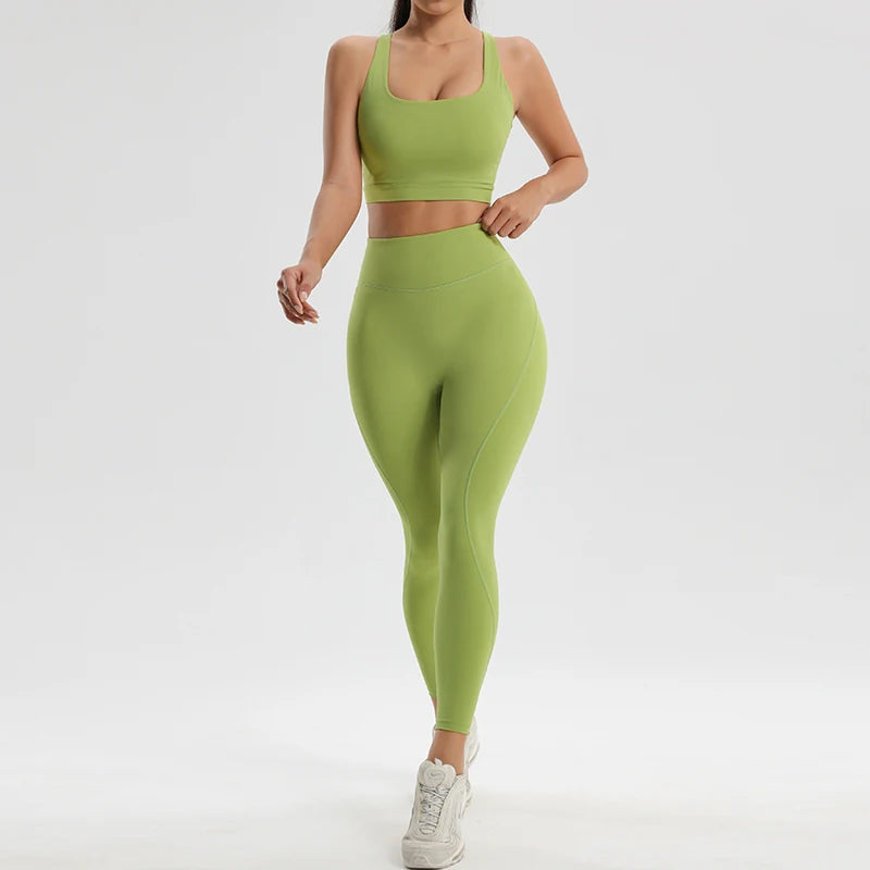 Women's Yoga Bra and Leggings Set - Two-Piece Fitness Outfit for Activewear and Workout