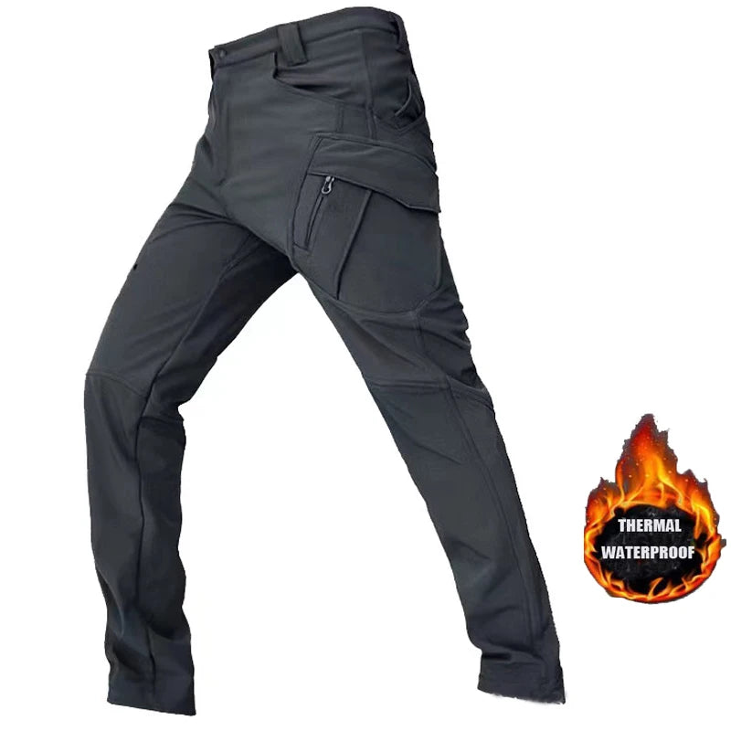 Men’s Waterproof Fleece Cargo Pants – Tactical Hiking Combat Trousers for Men