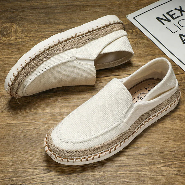 Comfortable Men's Slip-On Flats - Breathable Canvas Linen Loafers