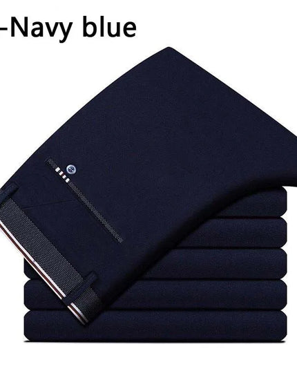 Men's Stretch Straight-Leg Trousers - Slim Fit Style