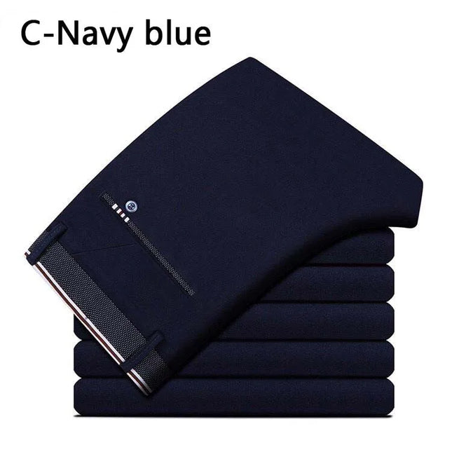 Men's Stretch Straight-Leg Trousers - Slim Fit Style