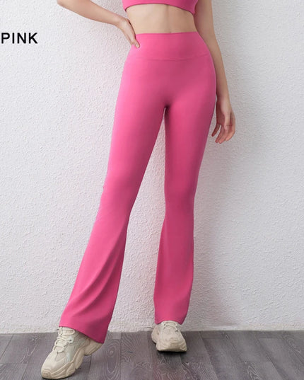 Women’s Peach High-Waisted Flared Pants with Hip-Lifting Fit