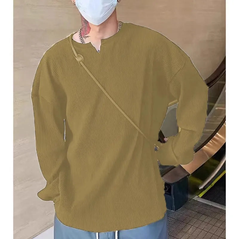 Loose Long-Sleeved Ribbed Drape Men's Sweater