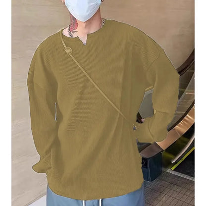 Loose Long-Sleeved Ribbed Drape Men's Sweater