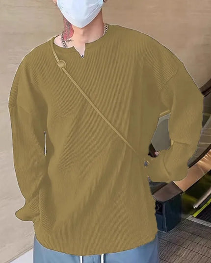 Loose Long-Sleeved Ribbed Drape Men's Sweater