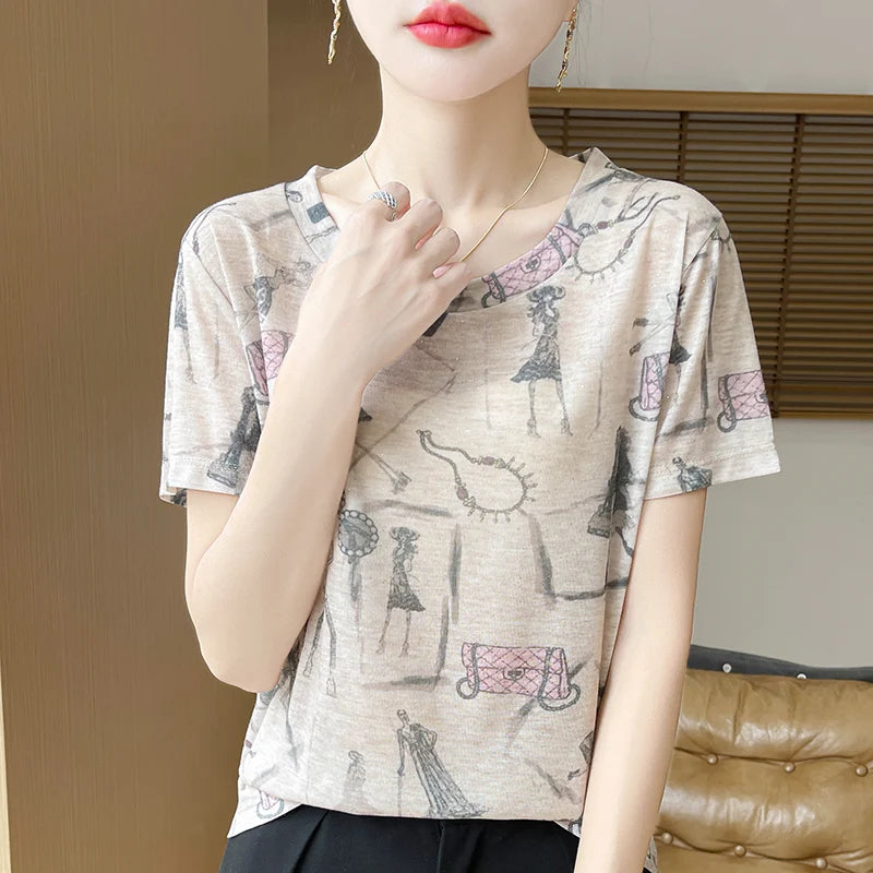 Elegant Women's Satin Silk V-Neck Short Sleeve Blouse