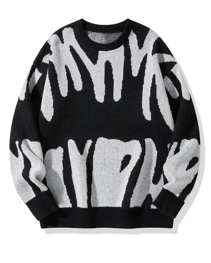 Men's Knitted Jacquard Pattern Pullover Sweater - Stylish & Comfortable Knitwear