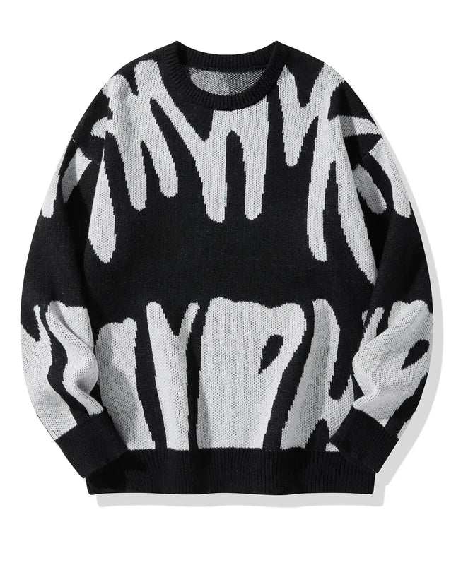 Men's Knitted Jacquard Pattern Pullover Sweater - Stylish & Comfortable Knitwear