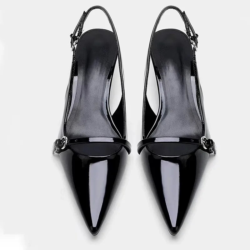 Women's Pointed Toe High Heels with Metal Buckle