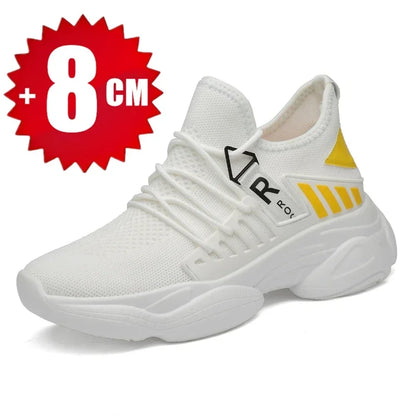 Men's Height-Boosting Running Shoes - Fly Weaving Sneakers with Thick Soles, Non-Slip and Comfort Fit