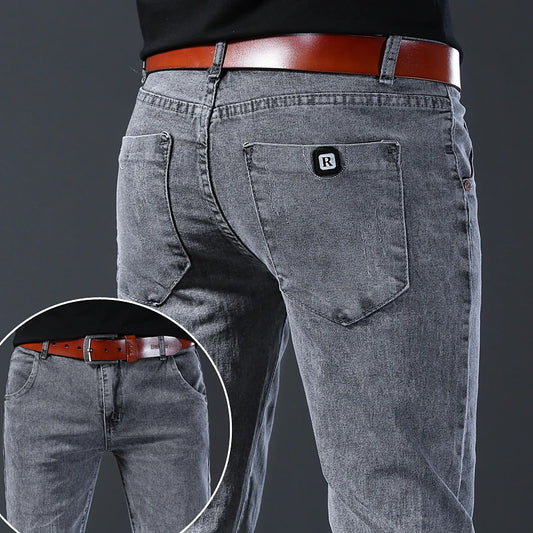 Men's Straight Fit Jeans - Casual Denim Pants with Mid-Rise Waist