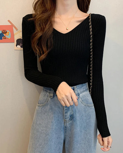 Women's V-Neck Slim Fit Sweater