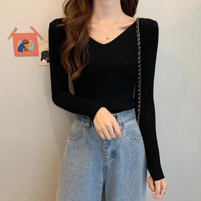 Women's V-Neck Slim Fit Sweater