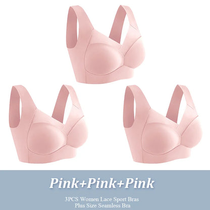 3-Pack Plus Size Women's Lace Backless Sport Bras