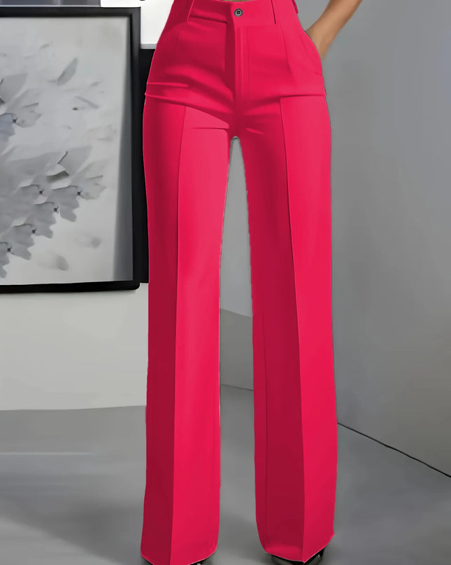 Women's High-Waisted Draped Straight-Cut Pants