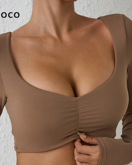 Women's Long-Sleeved Nylon Crop Top