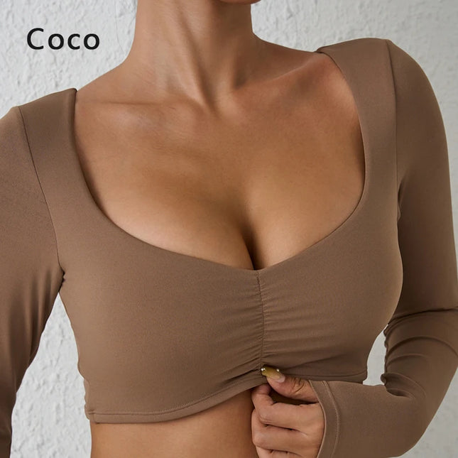 Women's Long-Sleeved Nylon Crop Top